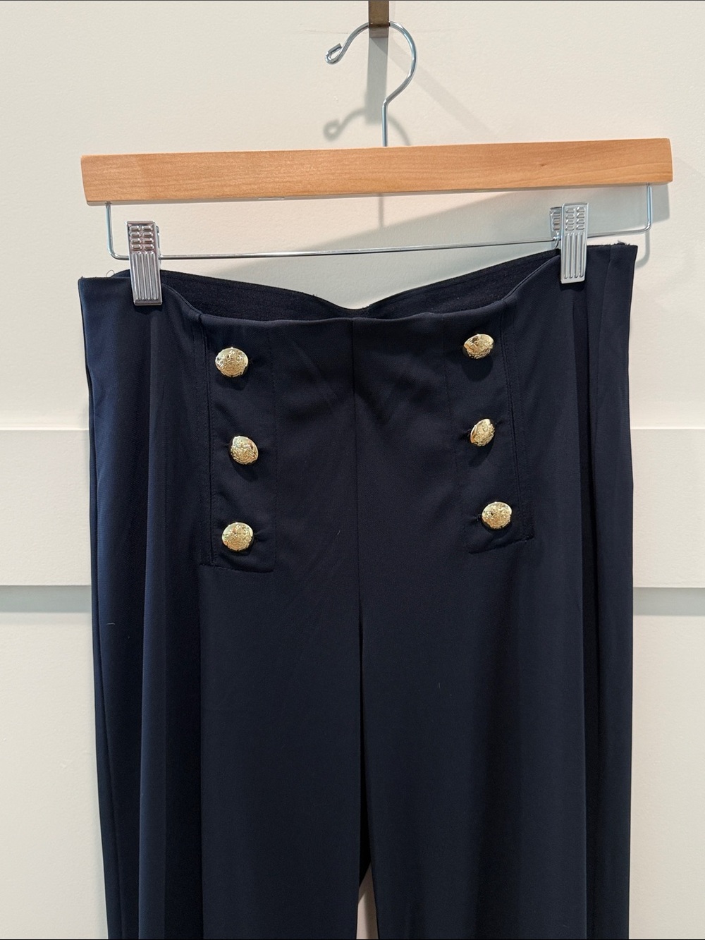 Ralph Lauren high rise wide leg Pants Navy Blue Sz S/M - Picture 2 of 8